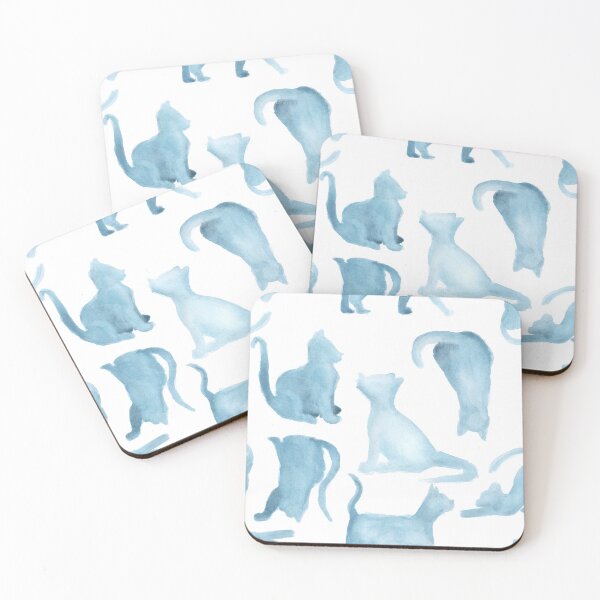 Item preview, Watercolor Cat Sillouettes - Blue designed and sold by PaintInTheNight.