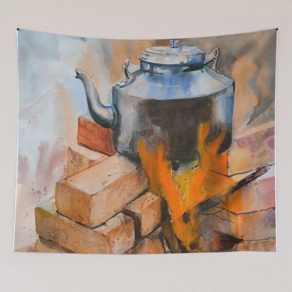 Item preview, Painting Design of a Tea Kettle on Burner designed and sold by VIVEK KUMAR RAI.