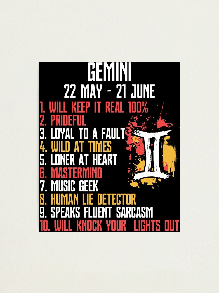 Gemini Facts Zodiac Sign Birthday Photographic Print