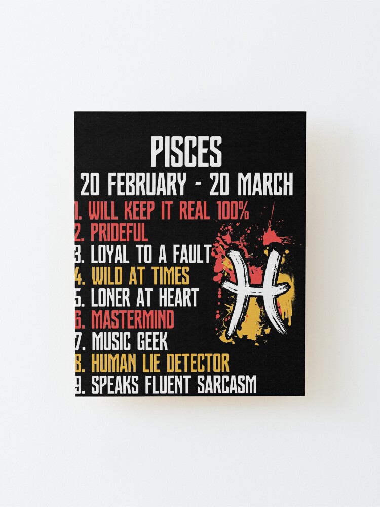 Pisces Facts Zodiac Sign Birthday Mounted Print