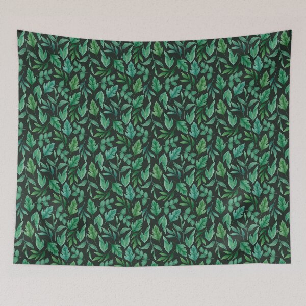 Item preview, Watercolor seamless pattern with green eaves and branches designed and sold by DarianaArt.