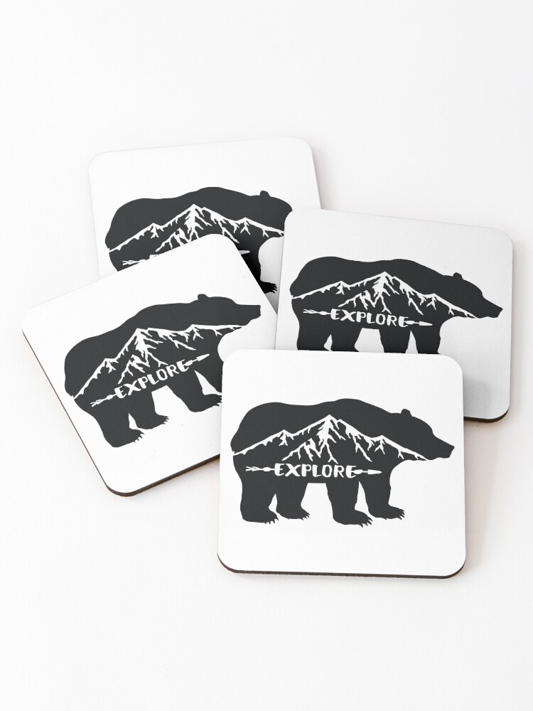 Thumbnail 1 of 5, Coasters (Set of 4), Explore bear designed and sold by magz.
