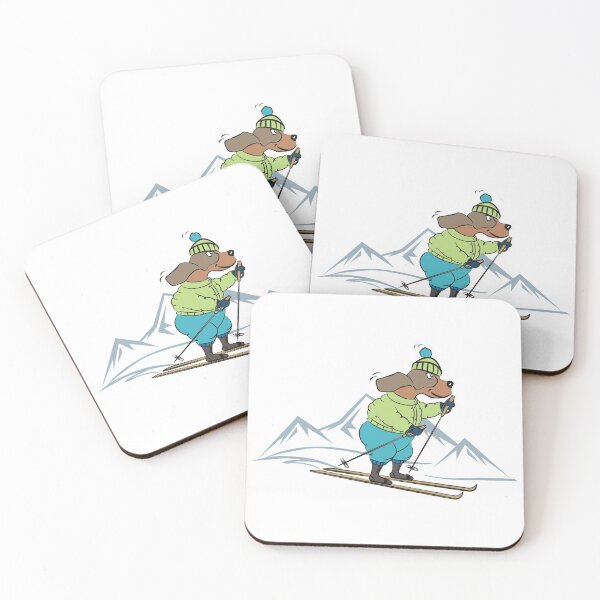 Item preview, Cute Dog Skiing in the Winter Mountains designed and sold by pixelspantry.