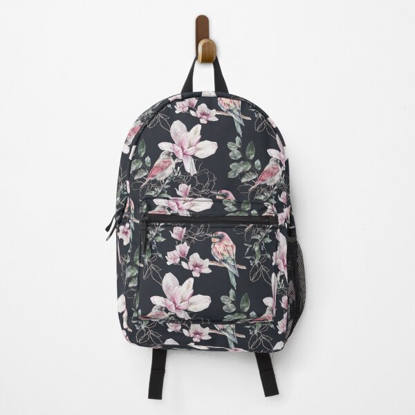 Item preview, Beautiful Pink Flowers, Birds on Black, Floral Pattern designed and sold by Jaydee001.