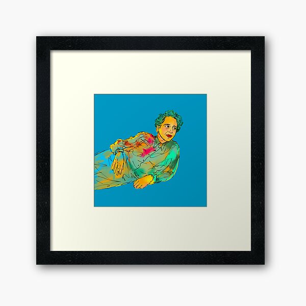Vista previa del artículo con la obra «Pintura abstracta de Hannah Arendt pose azul», diseñado y vendido por KennyLucky.