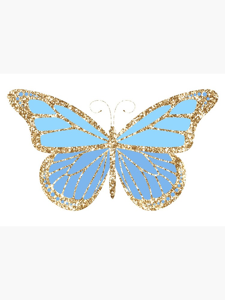 Dreamy Blue Flying Butterfly Shiny Shell Gold PET Tapes Craft