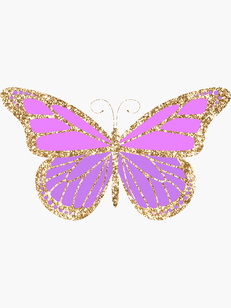 Butterfly Purple Gold Glitter Sparkles Sticker For Sale By Simplyy Unique Redbubble