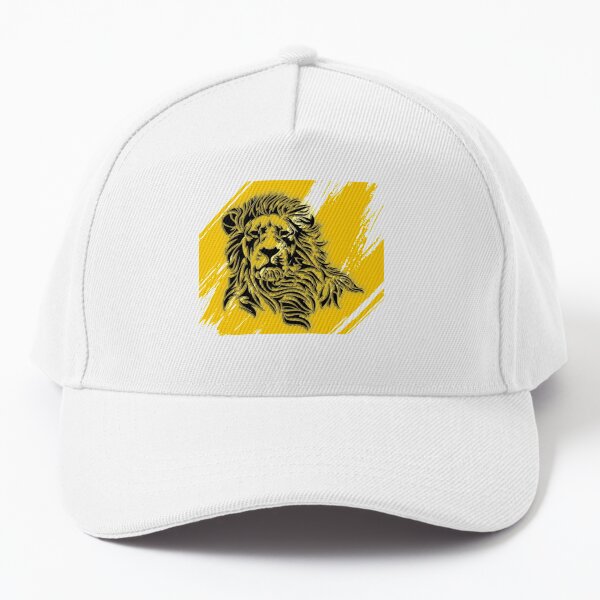 Lion on Yellow Paintbrushed Background Baseball Cap