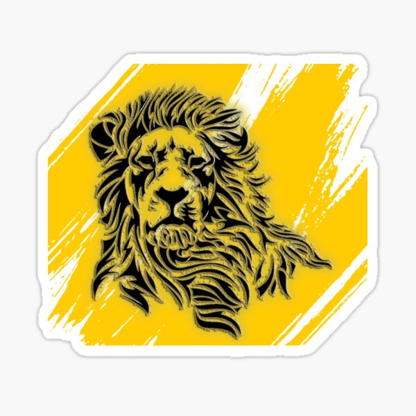 Lion on Yellow Paintbrushed Background Sticker