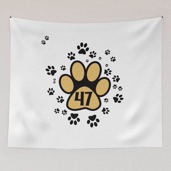 Item preview, Cute paw prints with number 47 - pet designed and sold by MadandMean.
