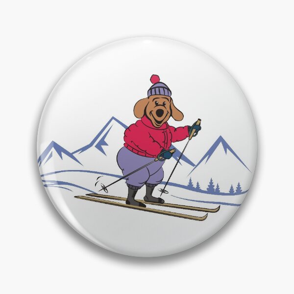 Item preview, Happy Cartoon Dog Skiing in the Winter Mountains designed and sold by pixelspantry.