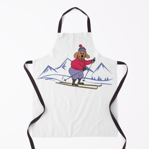 Item preview, Happy Cartoon Dog Skiing in the Winter Mountains designed and sold by pixelspantry.