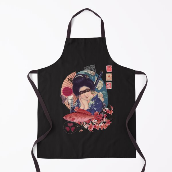 Item preview, Collage Geisha Samurai in Coral Indigo and Marsala designed and sold by QuixdiClothing.