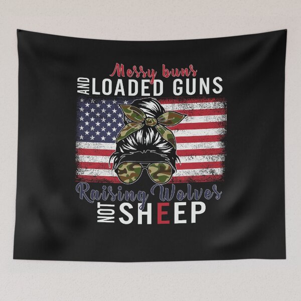 Item preview, Messy Buns And Loaded G-uns Raising Wolves Not Sheep women designed and sold by GregoryHackett.