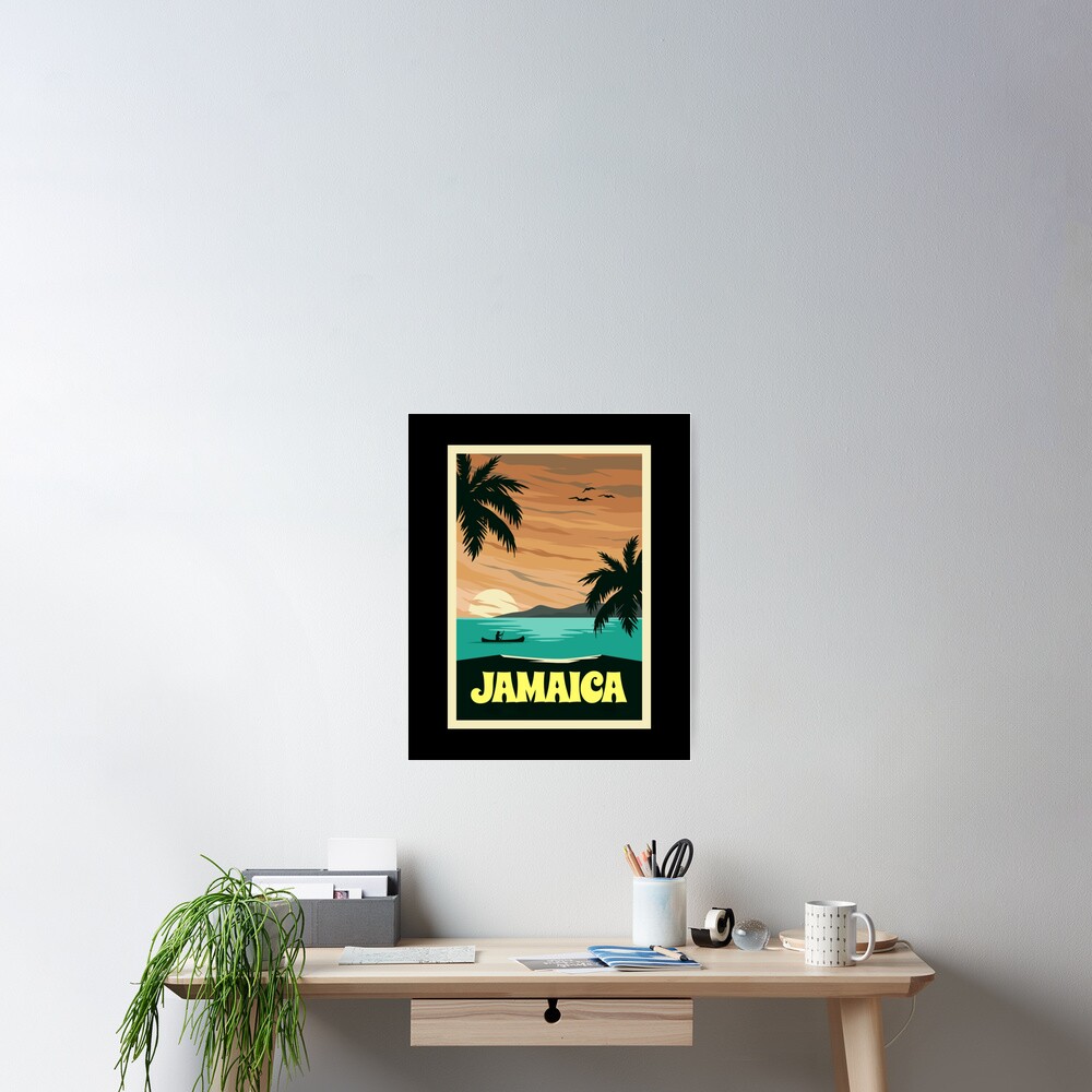 "art deco vintage reggae sunset beach travel Jamaica Jamaica wall art