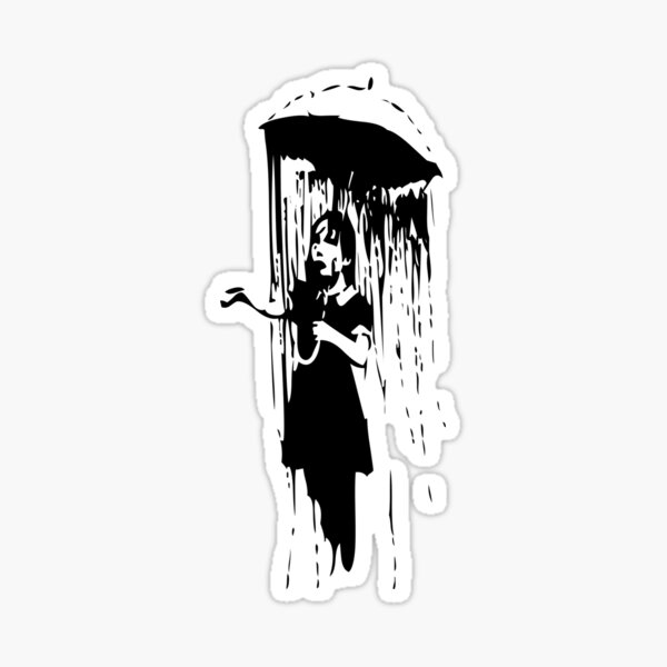 Bristol Banksy Woman In The Rain Sticker For Sale By Dex1one Redbubble