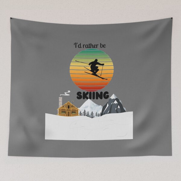 Item preview, I'd Rather Be Skiing Vintage Sunset Ski Design Fun in the Snow designed and sold by BeautifulH.
