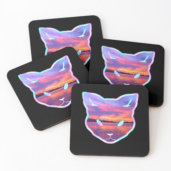 Item preview, Prismatic iridescent sunset ocean cat designed and sold by LukjanovArt.