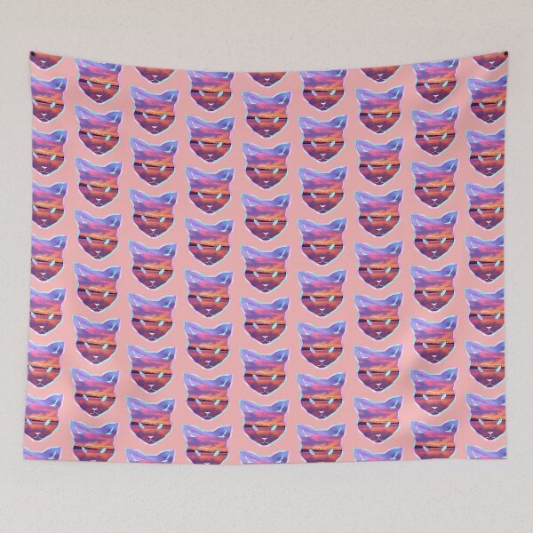 Item preview, Prismatic iridescent sunset ocean cat designed and sold by LukjanovArt.