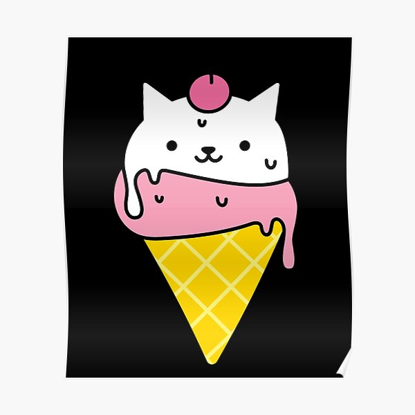 "CUTE KITTY CAT ICE CREAM, CAT ICE CREAM" Poster by HappyKittyWorld