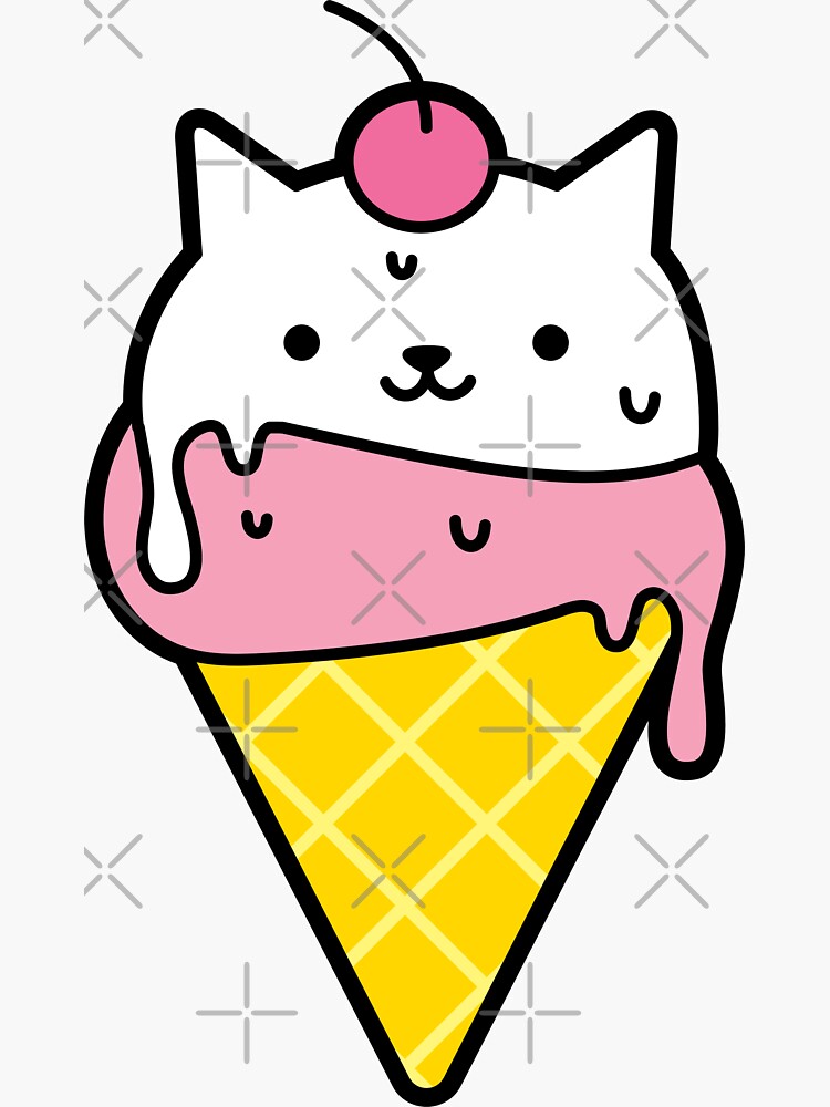"CUTE KITTY CAT ICE CREAM, CAT ICE CREAM" Sticker for Sale by
