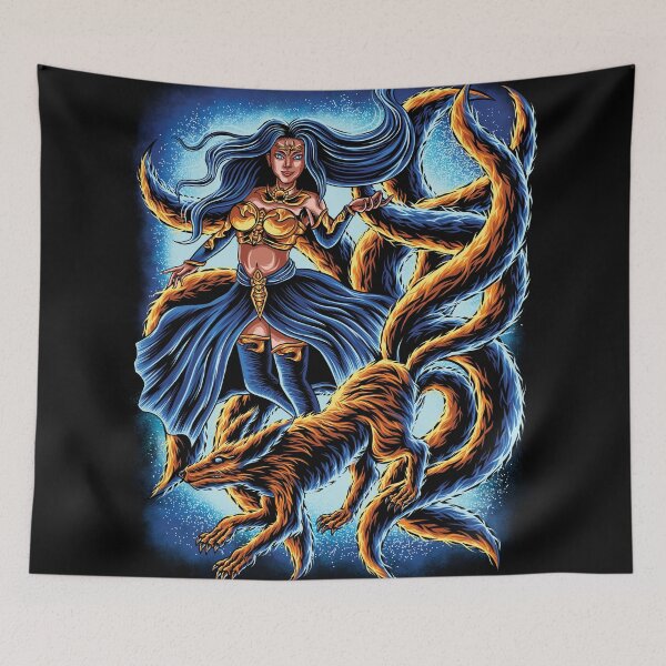 Item preview, Beauty Lady And Japanese Nine Tailed Fox Kitsune designed and sold by neonabdrawn.