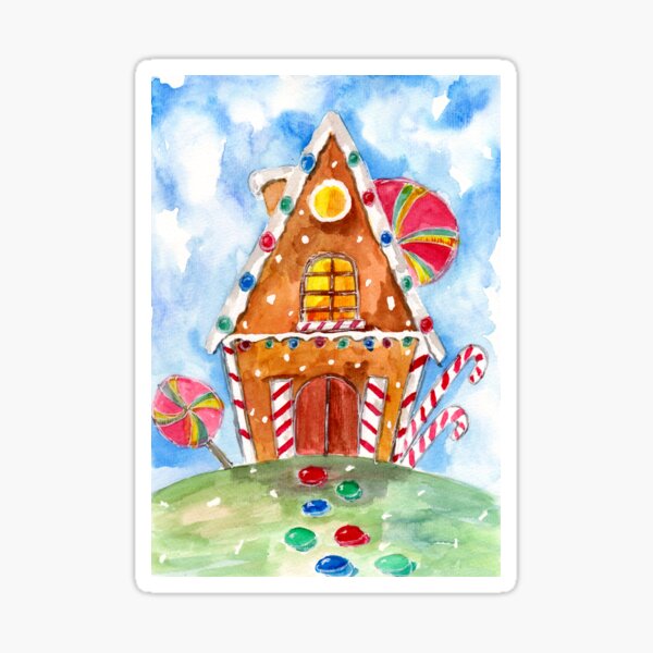 "Gingerbread House with Lollipops" Sticker by Zeichenbloq | Redbubble