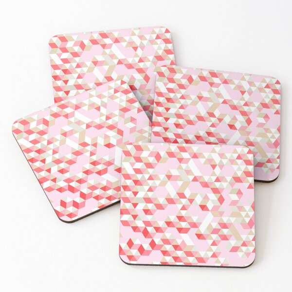 Item preview, Geometric illusion - 3D graphic pattern with cubes, lozenges, triangles in pink  designed and sold by Dominiquevari.