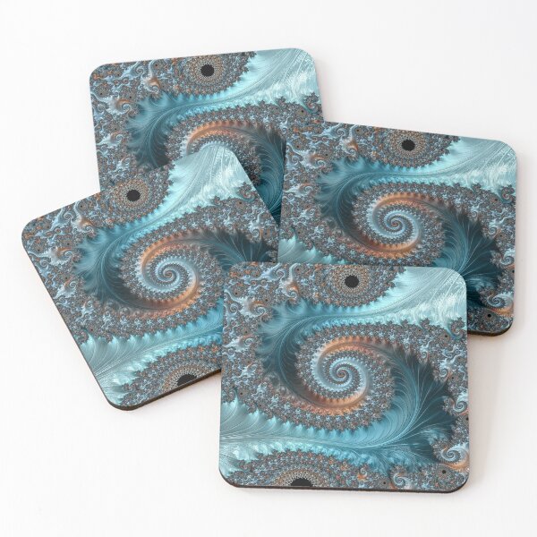 Artikelvorschau, Feathery Flow Teal und Taupe - Fraktale Kunst entworfen und verkauft von Jillianamatt.