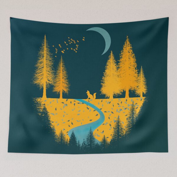Item preview, Fox night in mustard tones designed and sold by cesartorresart.
