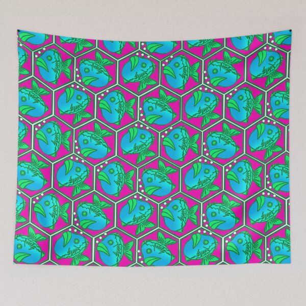 Item preview, Crazy fish in a hexagonal pattern designed and sold by SubmergeArt.