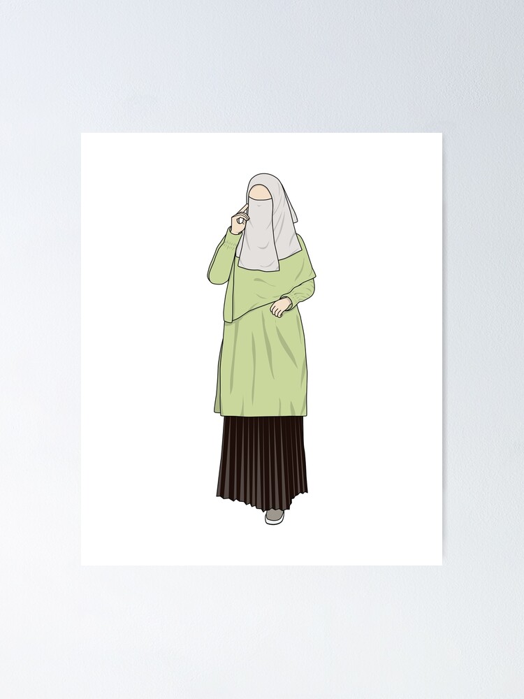 Green Hijab Dress" Poster for Sale by suwarnaadi | Redbubble