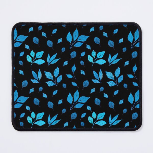 Item preview, Turquoise-Teal-Blue Leaves Pattern On Black designed and sold by DEC02.