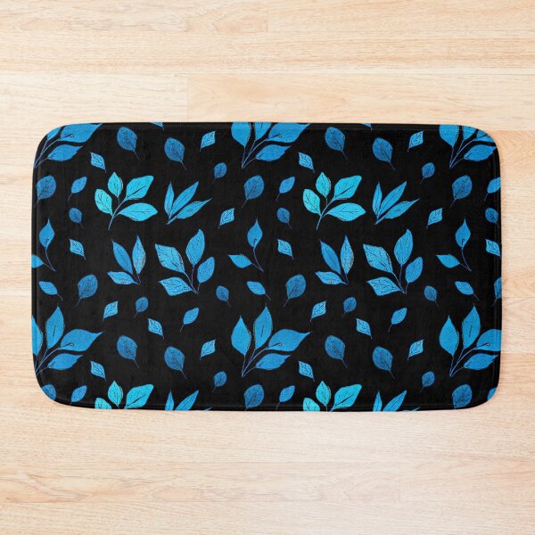 Item preview, Turquoise-Teal-Blue Leaves Pattern On Black designed and sold by DEC02.