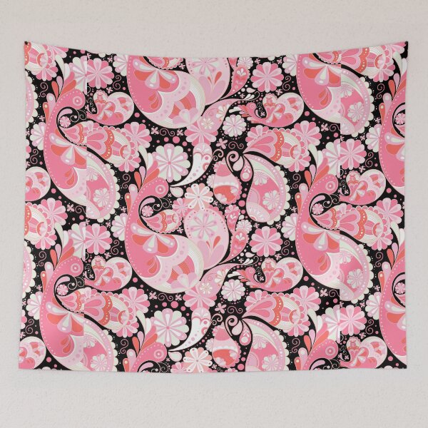 Aperçu de l'œuvre Rose et rouge Mandala Zentangle Doodles Desigual inspiré - fond noir créée et vendue par DiviaDesigns.