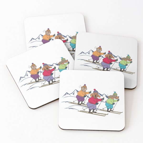 Item preview, Three Cartoon Dogs Skiing designed and sold by pixelspantry.