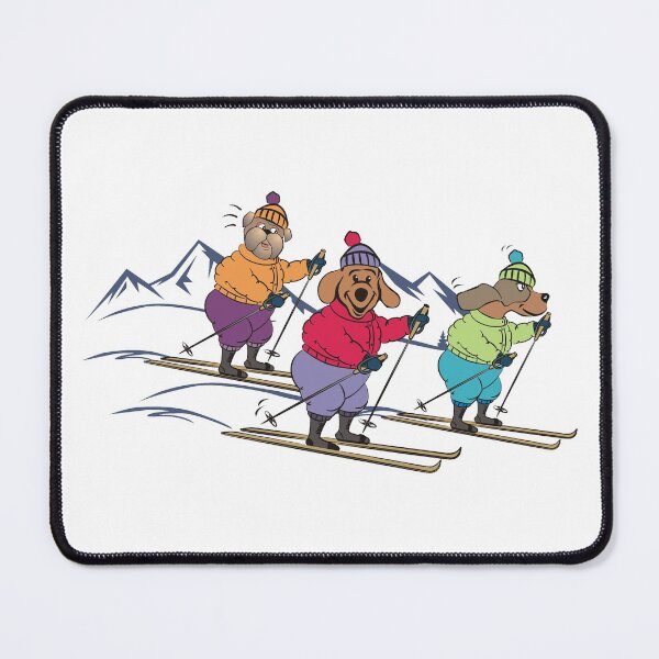 Item preview, Three Cartoon Dogs Skiing designed and sold by pixelspantry.