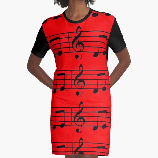 music notes Graphic T-Shirt Dress