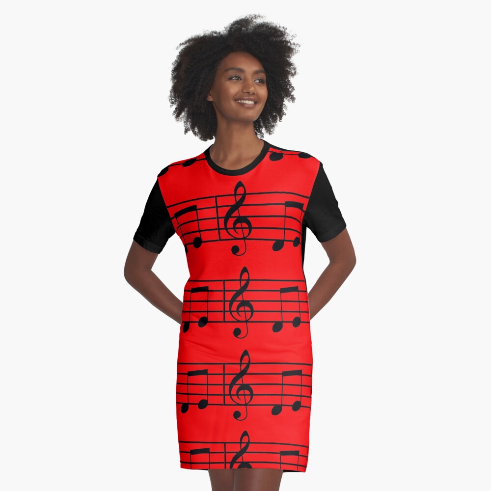 music notes Graphic T-Shirt Dress