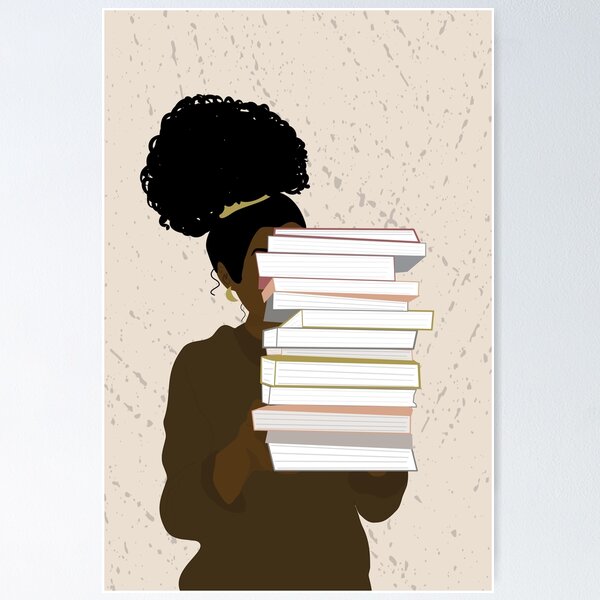 Item preview, Black girl holding a stack of books designed and sold by Dess Illustrations.