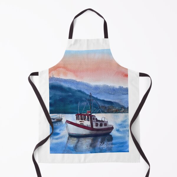 Item preview, Fishing Trawler boat on the sea sunset in the mountains view designed and sold by Arteaventura.