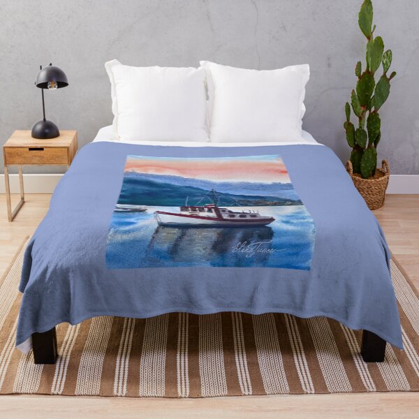 Item preview, Fishing Trawler boat on the sea sunset in the mountains view designed and sold by Arteaventura.