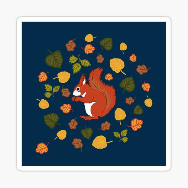 Squirrel in a circle of leaves Sticker