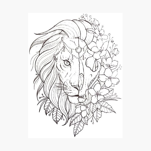 Lámina fotográfica «León con flores» de ice-cold | Redbubble