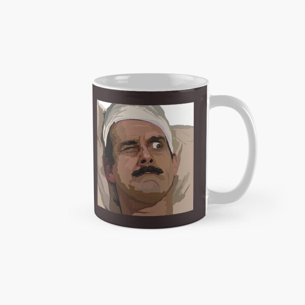 Aperçu de l'œuvre Fawlty Towers Basil Fawlty John Cleese Ne mentionnez pas la guerre illustration originale créée et vendue par MetaCortexds.