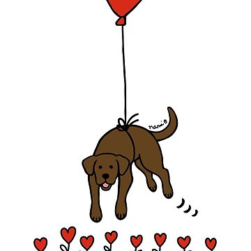 Artwork thumbnail, Chocolate Labrador Floating in the Air by HappyLabradors