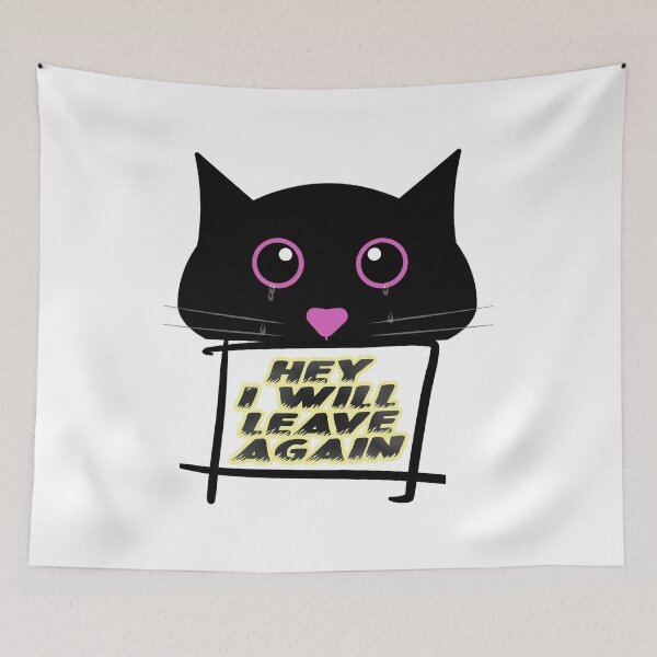 Item preview, Black Cat Says Hey, Pinky Black Sadly Cat designed and sold by Mr-true-design.