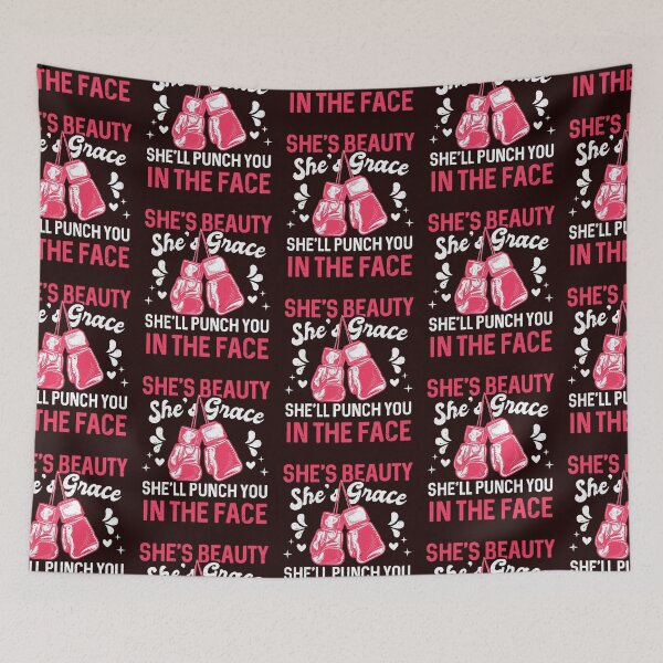 Item preview, Funny Kickboxing Boxing She’s Beauty She’s Grace She’ll Punch You In The Face  designed and sold by MagicSD Designs.