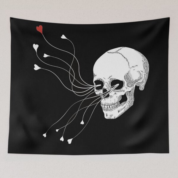 Item preview, Skull with hearts from eyes designed and sold by cuprum13.
