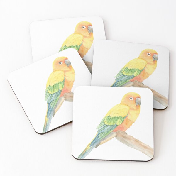 Item preview, Sun parakeet conure watercolor parrot portrait designed and sold by L'Atelier Oranjade.